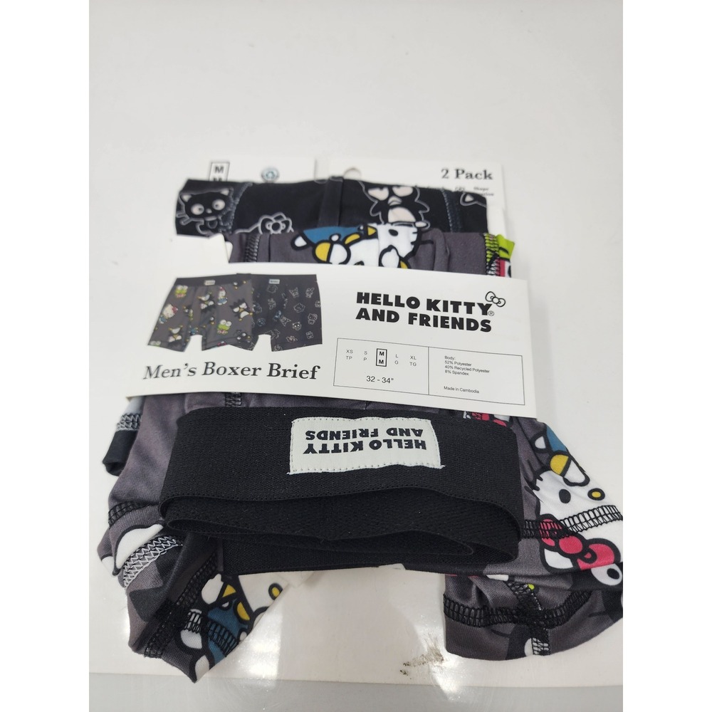 Sanrio Mens Hello Kitty Boxer Briefs Gray Polyester Blend Casual Size Medium